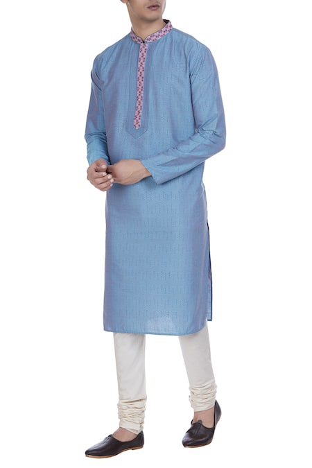 Krishna Mehta Block printed kurta with embroidered placket 