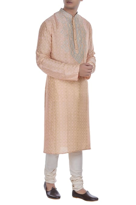 Krishna Mehta Green Tie And Dye Tussar Silk Kurta