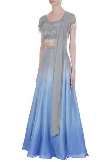 Buy_Malasa_Blue Net Embroidery Cut Dana U Ombre Lehenga With Tassel Blouse And Dupatta_Online_at_Aza_Fashions