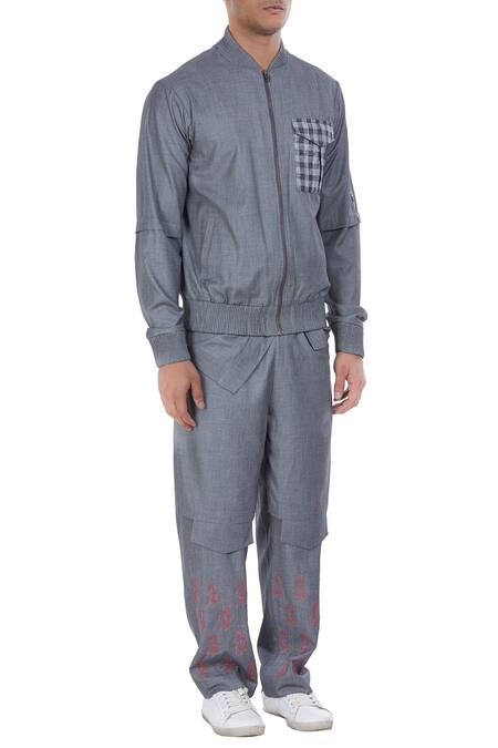 Two Point Two_Grey Chest Pocket Detailed Jacket_Online_at_Aza_Fashions