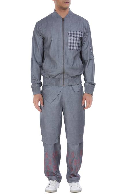 Shop_Two Point Two_Grey Chest Pocket Detailed Jacket_Online_at_Aza_Fashions