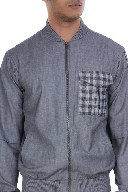 Two Point Two_Grey Chest Pocket Detailed Jacket_at_Aza_Fashions