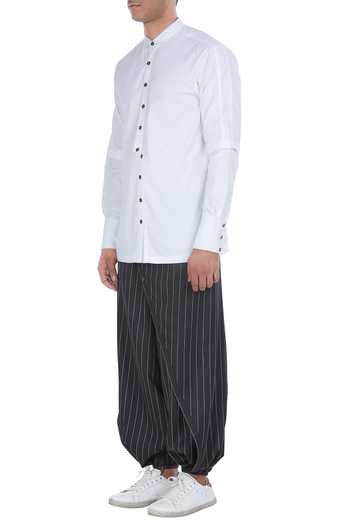 Buy_Two Point Two_White Side Slit Button Down Placket Shirt_Online_at_Aza_Fashions