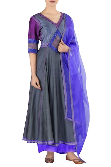 Latha Puttanna Embroidered Chanderi Anarkali Set 