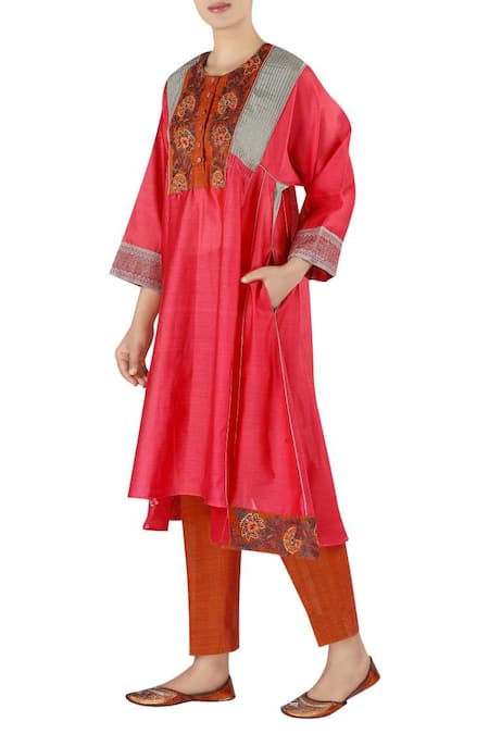 Latha Puttanna Chanderi embroidered yoke anarkali with pants 