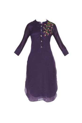 Desert Shine By Sulochana Jangir_Blue Floral Embroidered Kurta With Sequin Work_Online_at_Aza_Fashions