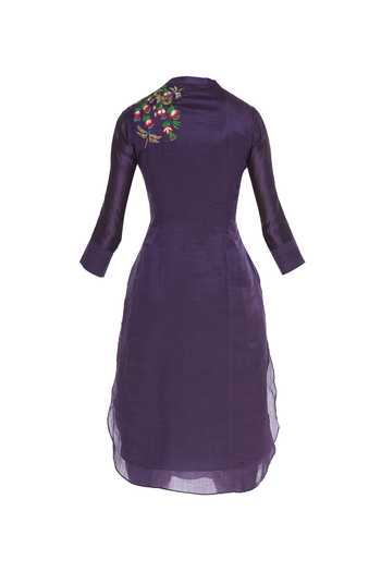 Buy_Desert Shine By Sulochana Jangir_Blue Floral Embroidered Kurta With Sequin Work_Online_at_Aza_Fashions