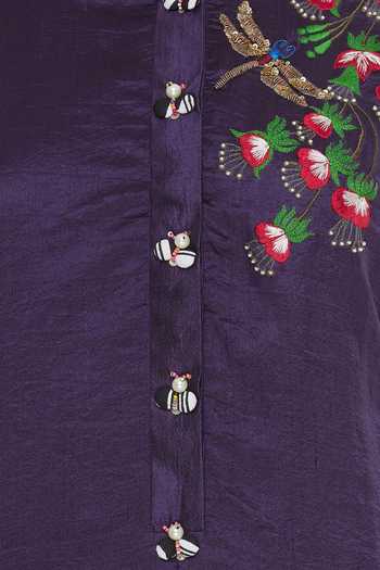 Shop_Desert Shine By Sulochana Jangir_Blue Floral Embroidered Kurta With Sequin Work_Online_at_Aza_Fashions