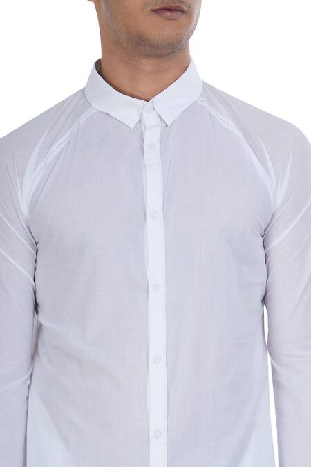 Rajesh Pratap Singh_White Button Down Placket Tunic_at_Aza_Fashions