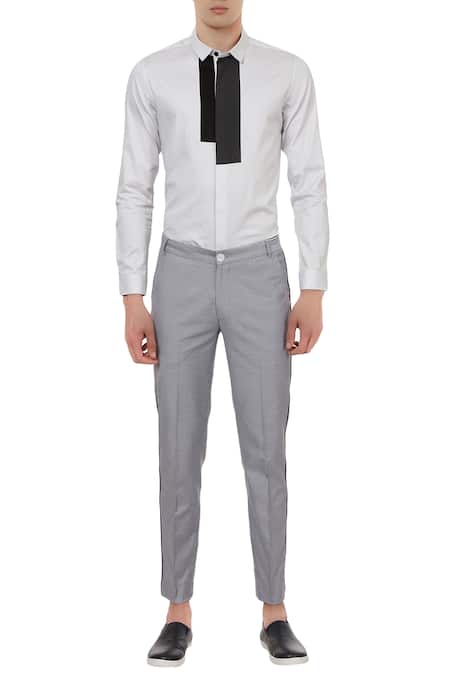 SID MASHBURN Slim-Fit Straight-Leg Cotton and Cashmere-Blend Twill Trousers  for Men | Slim fit trousers, Slim fit, Street style outfits men
