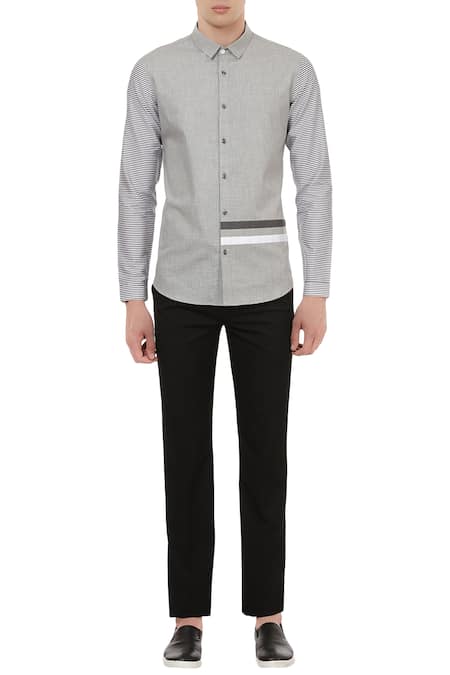 Lacquer Embassy Pure cotton shirt with stripe sleeves 