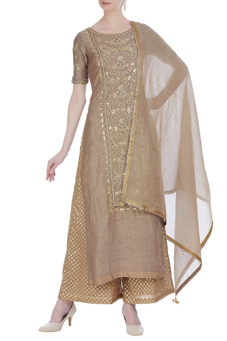 Kritika Dawar Gota embroidered kurta with palazzo pants and dupatta 