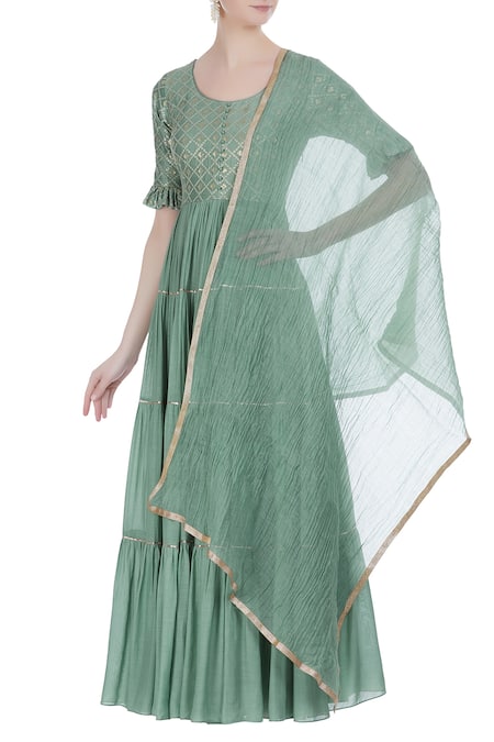 Kritika Dawar Floor length tier anarkali kurta with dupatta 