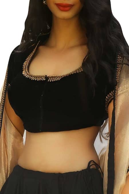 Ranian Black Chanderi Silk Lehenga Set Online at Aza Fashions Ranian_Black Chanderi Silk Lehenga Set _Online_at_Aza_Fashions