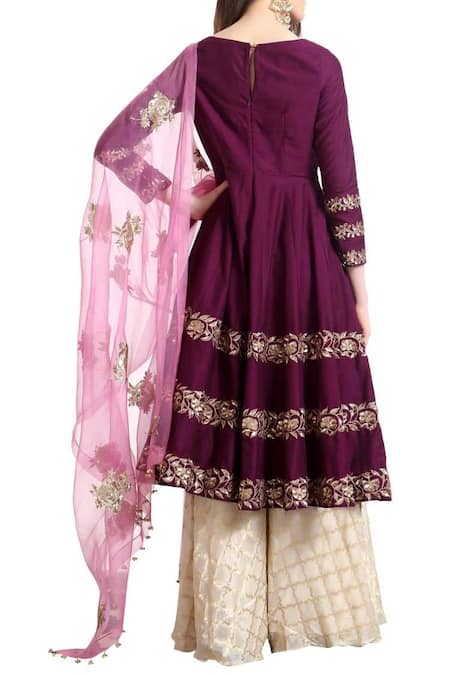 Shop_Ranian_Purple Embellished Anarkali Set _at_Aza_Fashions