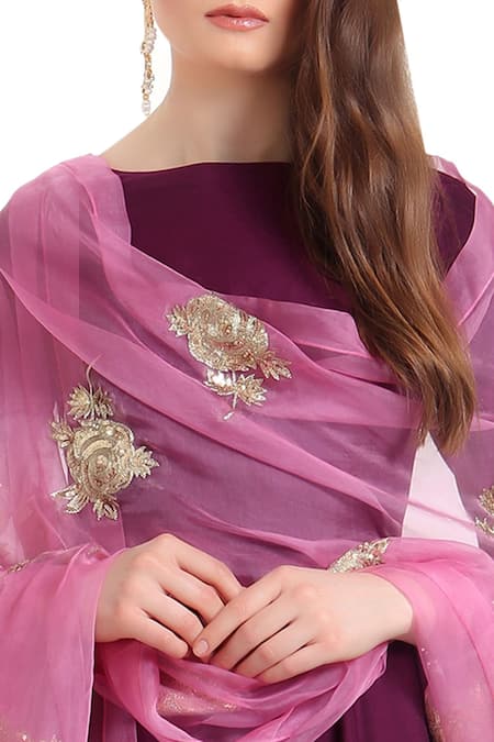 Ranian_Purple Embellished Anarkali Set _Online_at_Aza_Fashions