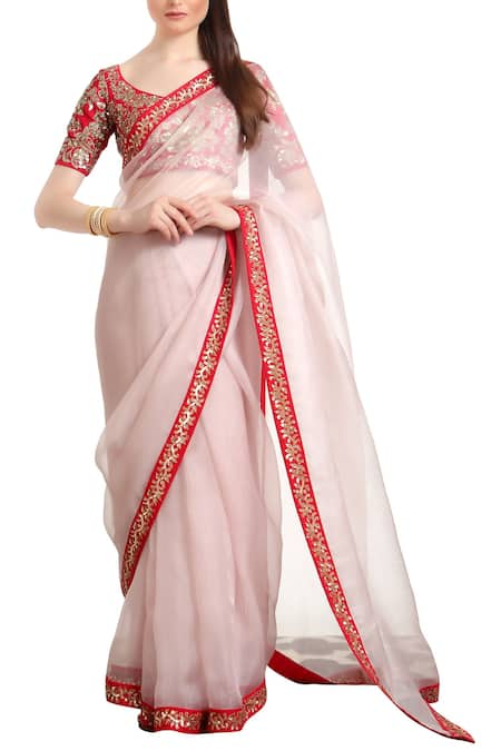 Ranian Organza Silk Saree With Blouse 