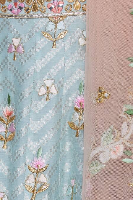 Tamanna Punjabi Kapoor Blue Banarasi Silk Lehenga Set at Aza Fashions Tamanna Punjabi Kapoor_Blue Banarasi Silk Lehenga Set_at_Aza_Fashions