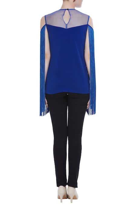 Swatee Singh Cold shoulder fringe top 