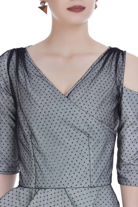 Swatee Singh_Grey Peplum Top _at_Aza_Fashions