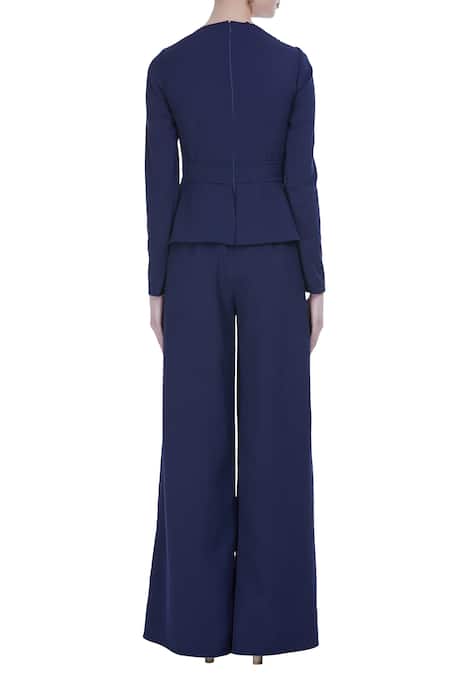 Shop Swatee Singh Blue Peplum Jumpsuit at Aza Fashions Shop_Swatee Singh_Blue Peplum Jumpsuit _at_Aza_Fashions