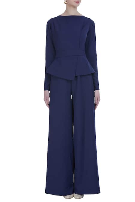 Shop Swatee Singh Blue Peplum Jumpsuit Online at Aza Fashions Shop_Swatee Singh_Blue Peplum Jumpsuit _Online_at_Aza_Fashions