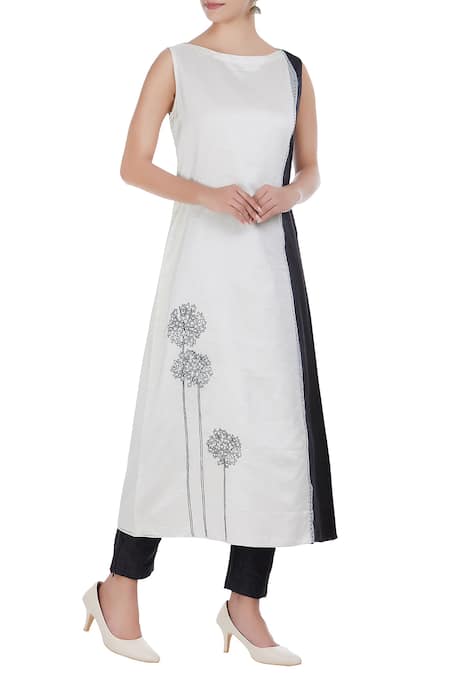 Taika by Poonam Bhagat Chanderi floral embroidered long kurta 