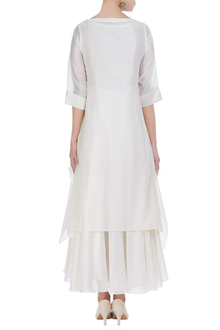 Taika By Poonam Bhagat Chanderi layered embroidered kurta with anarkali 