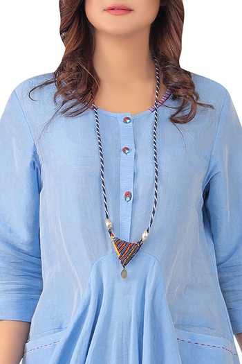 Buy_Sayantan Sarkar_Blue Flared Maxi Dress With Utility Pockets_Online_at_Aza_Fashions