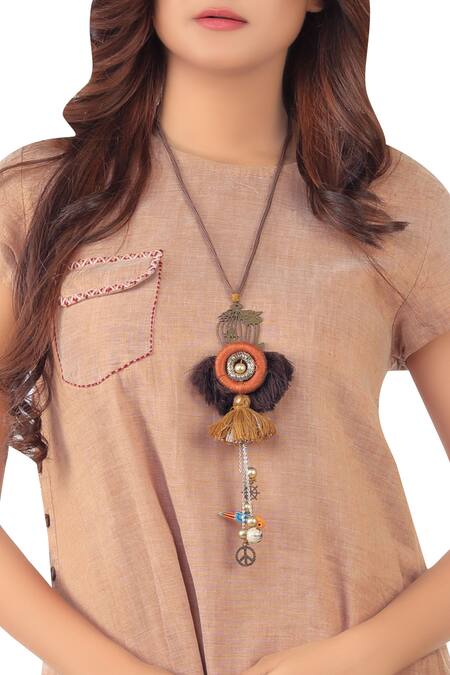 Buy_Sayantan Sarkar_Brown Linen Midi Dress_Online_at_Aza_Fashions