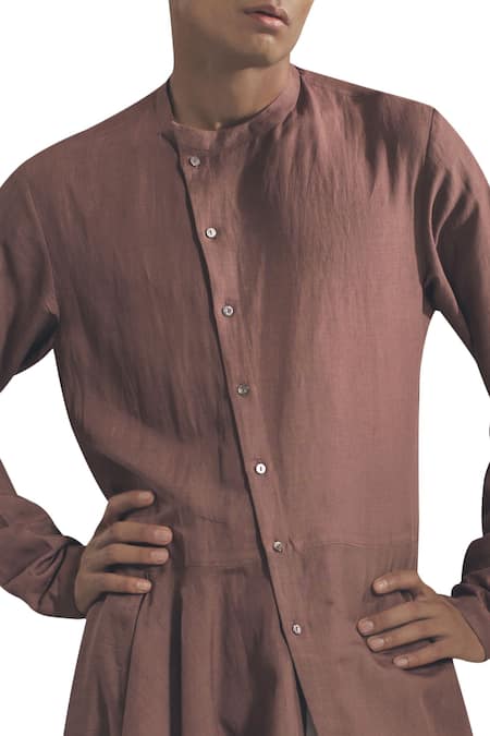 Buy Antar Agni Pink Asymmetric Hemline Kurta With Side Button Placket Online at Aza Fashions Buy_Antar Agni_Pink Asymmetric Hemline Kurta With Side Button Placket_Online_at_Aza_Fashions