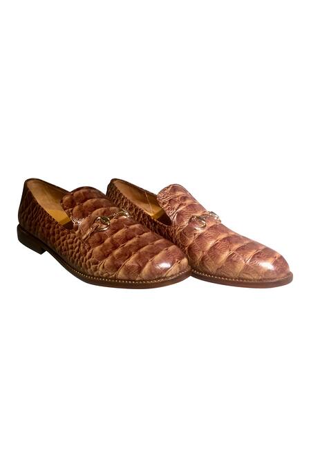 Artimen_Brown Plain Handcrafted Pure Leather Loafers_Online_at_Aza_Fashions