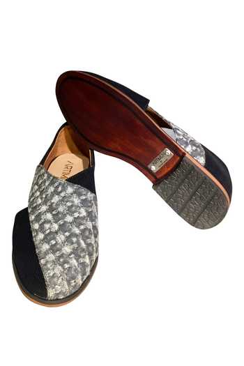 Artimen_Black Plain Texture Fabric Based Shoes_Online_at_Aza_Fashions