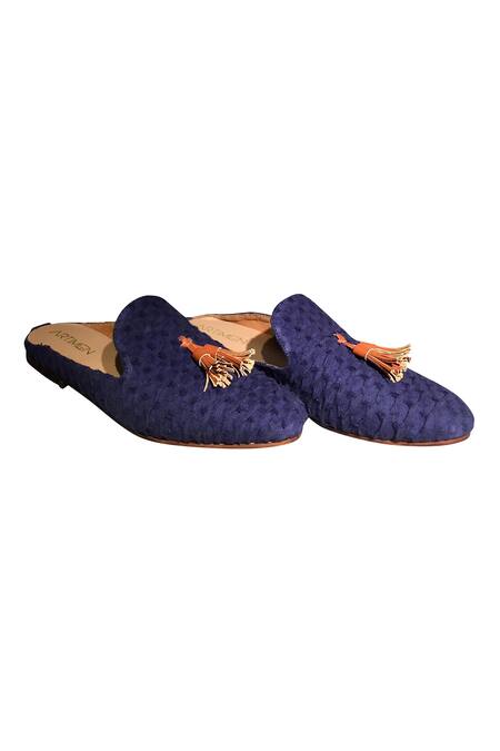 Buy_Artimen_Blue Contrast Tassel Mules _Online_at_Aza_Fashions