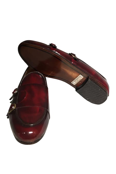 Artimen_Brown Plain Leather D-monk Shoes _Online_at_Aza_Fashions