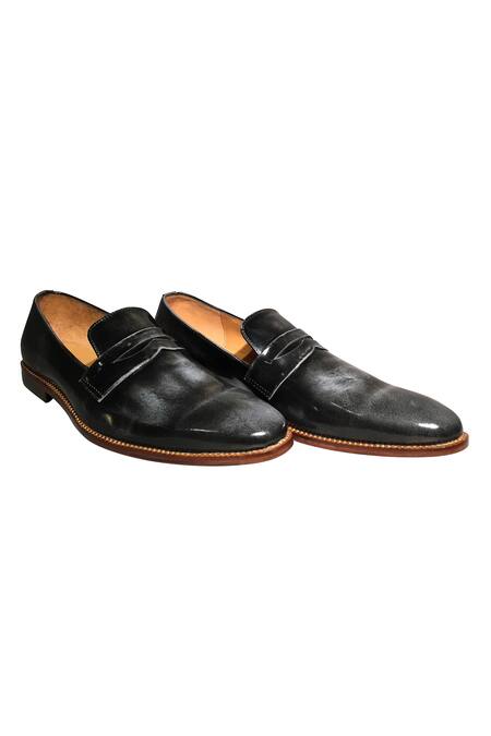Buy_Artimen_Grey Plain Leather D-monk Loafers _Online_at_Aza_Fashions