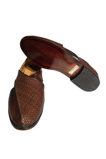 Artimen_Brown Woven Peshawari Handcrafted Shoes _Online_at_Aza_Fashions