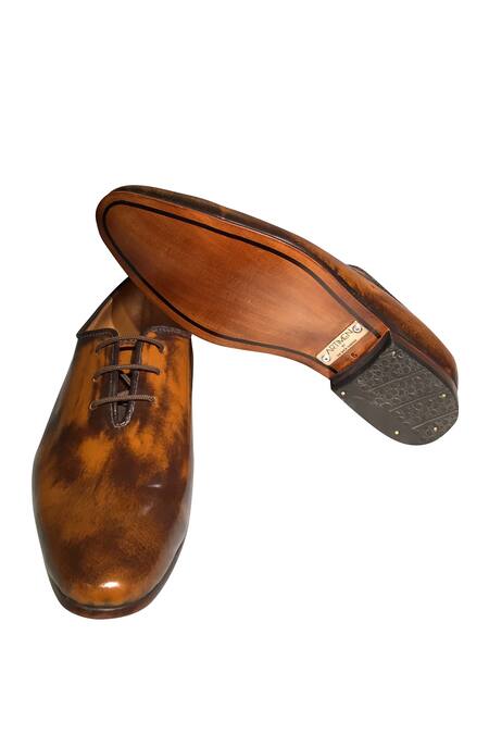Artimen_Brown Plain Leather Brogue Shoes_Online_at_Aza_Fashions