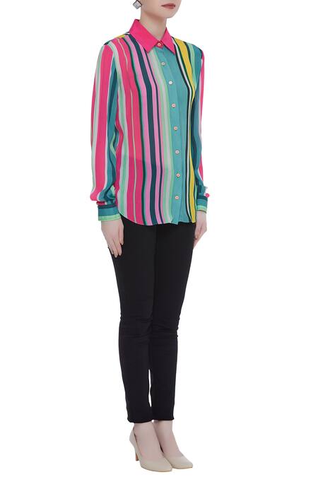 Siddhartha Bansal_Multi Color Striped Shirt_Online_at_Aza_Fashions