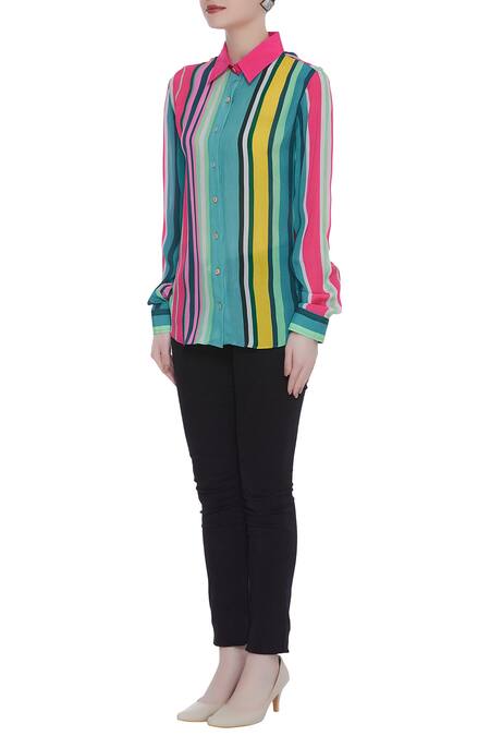 Buy_Siddhartha Bansal_Multi Color Striped Shirt_Online_at_Aza_Fashions