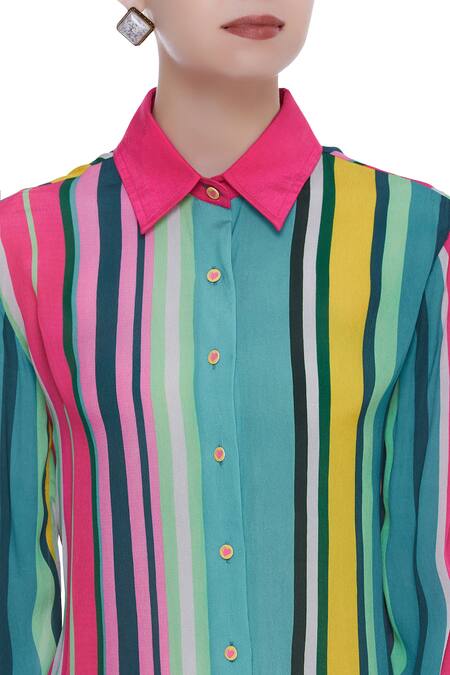 Siddhartha Bansal_Multi Color Striped Shirt_at_Aza_Fashions