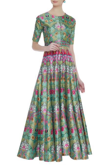 Siddhartha Bansal Green Floral Printed Kurta 