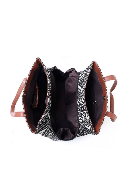 NR By Nidhi Rathi_Black Woven Jacquard Bag_at_Aza_Fashions