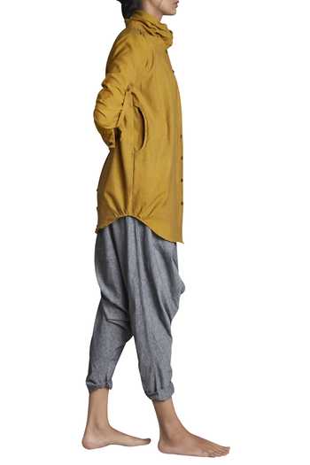 MATI_Yellow Handspun Cotton Shirt_Online_at_Aza_Fashions