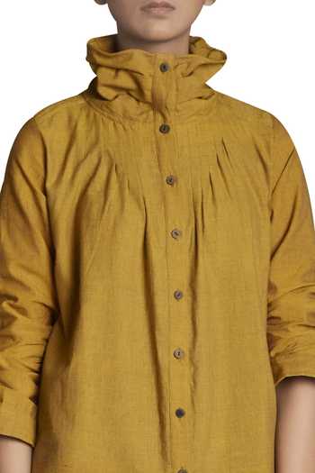 Buy_MATI_Yellow Handspun Cotton Shirt_Online_at_Aza_Fashions