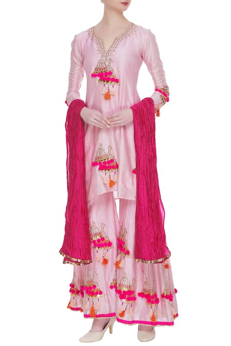 Abhi Singh Chanderi Silk Kurta Sharara Set 