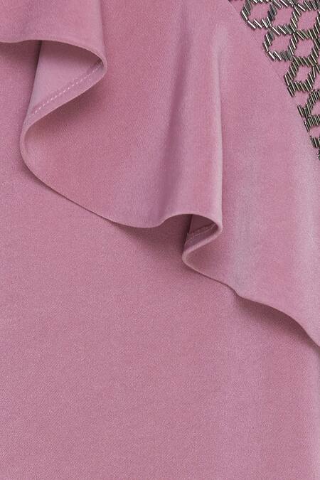 Kresha Lulla_Pink Ruffle Sleeveless Mini Dress_at_Aza_Fashions