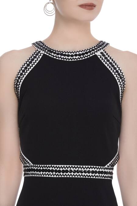 Shop_Kresha Lulla_Black Embellished Short Dress_Online_at_Aza_Fashions