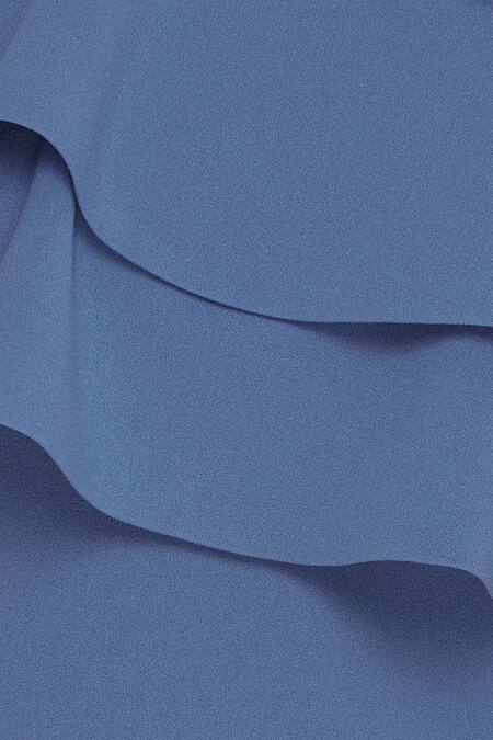 Kresha Lulla_Blue Scuba Georgette Choker Neckline Dress_at_Aza_Fashions