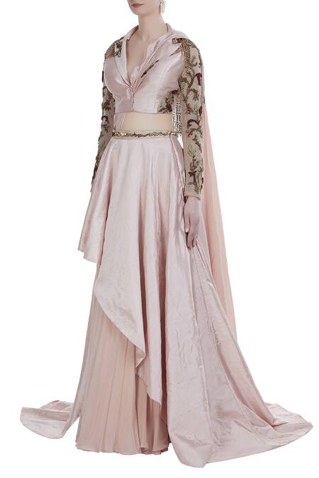 Buy Nitika Kanodia Gupta Pink Tasseled Jacket Blouse With Lehenga Set Online at Aza Fashions Buy_Nitika Kanodia Gupta_Pink Tasseled Jacket Blouse With Lehenga Set_Online_at_Aza_Fashions